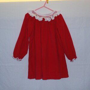 Zuccini Kids Red Chrismas Holly Embroidery Corduroy Dress Long Sleeves 4t 4